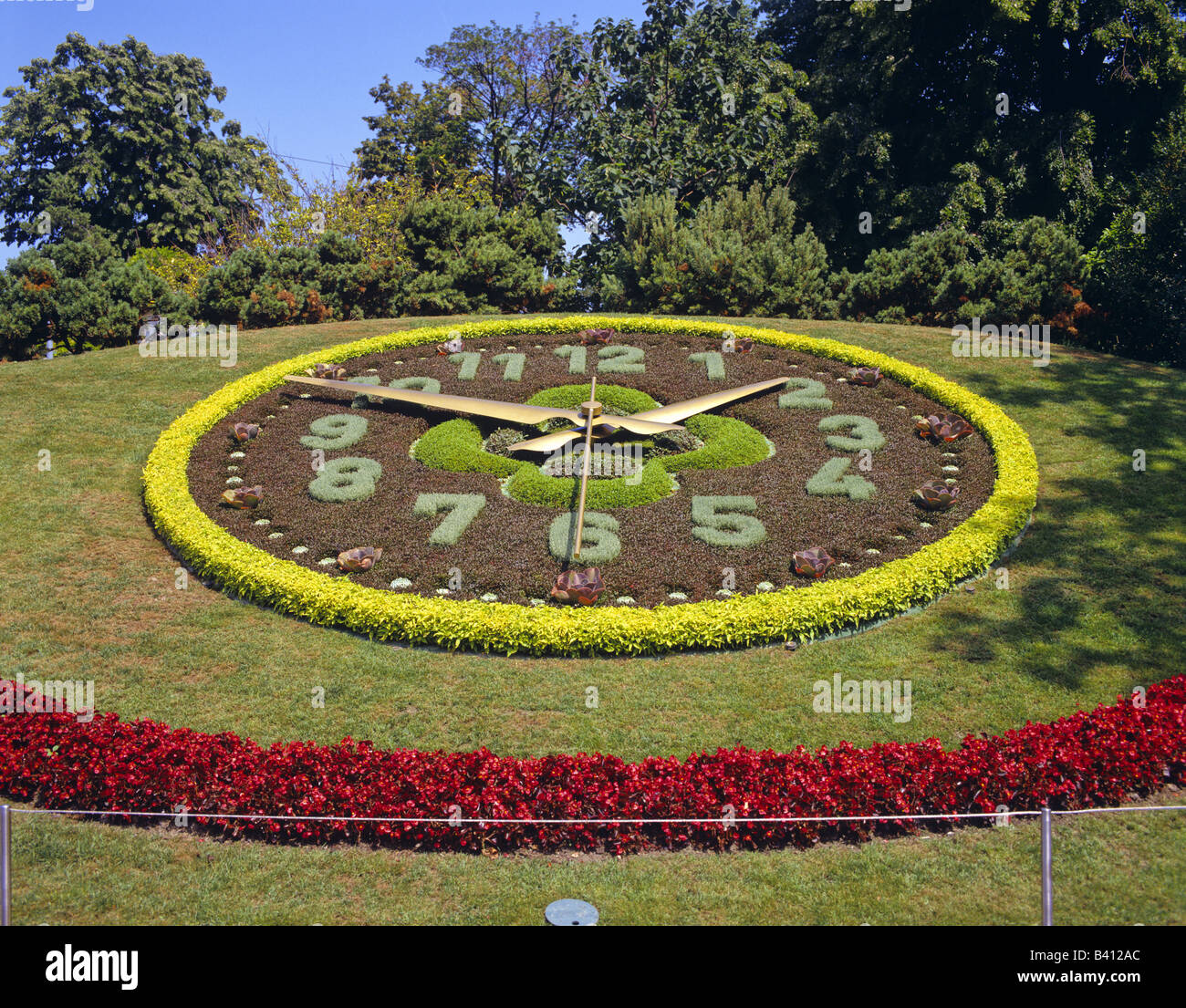 L'orologio di fiori nel Giardino Inglese Ginevra Svizzera Foto Stock