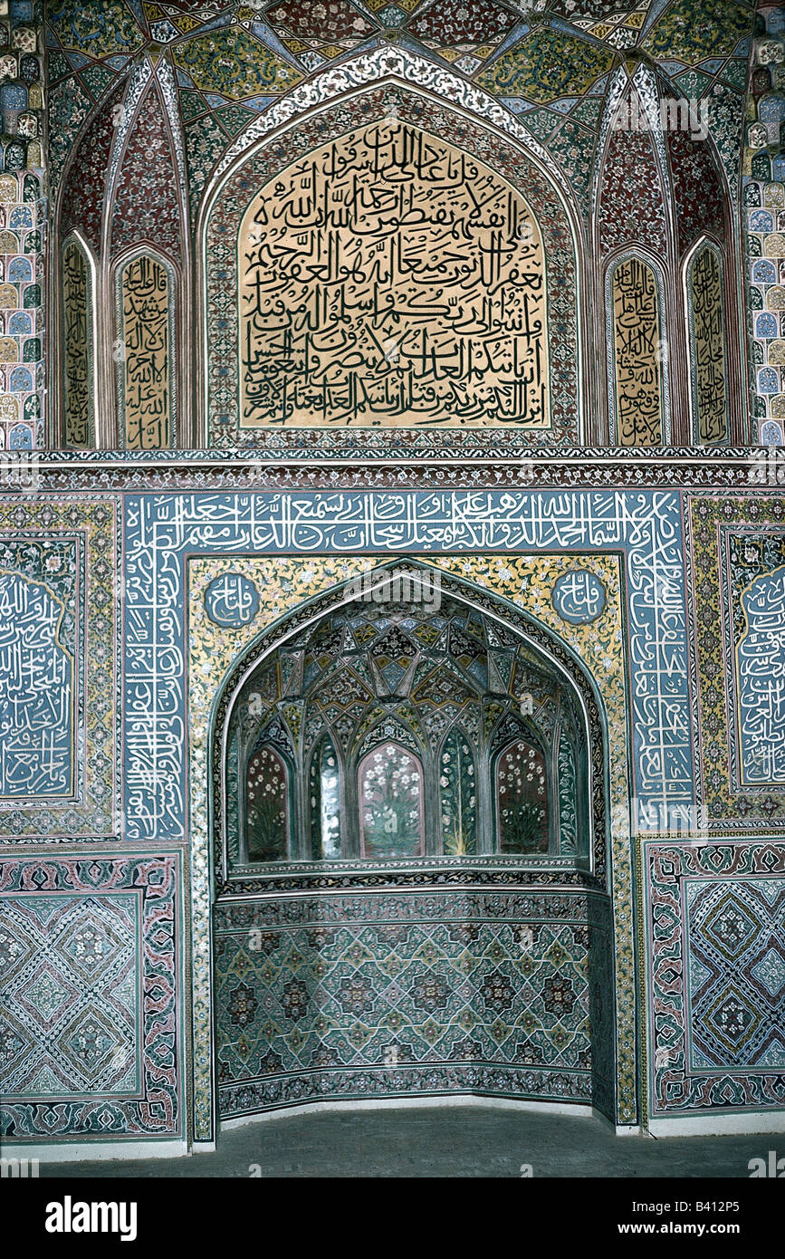 Geografia / viaggio, Pakistan, Lahore, moschee, moschea di Wazir Khan, vista interna, mosaico, modello, ornamento, , Foto Stock