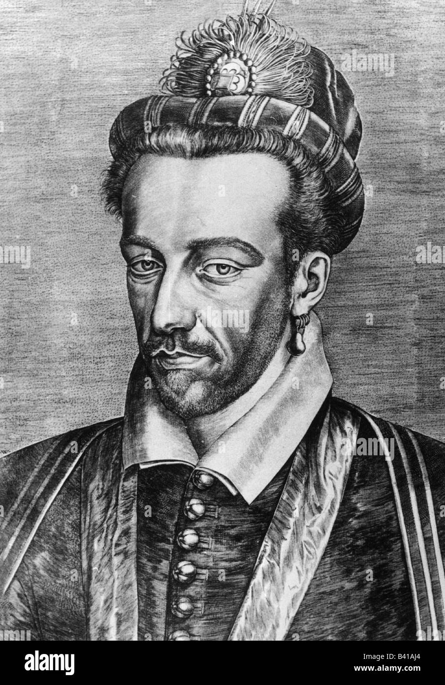 Enrico III, 19.9.1551 - 2.8 1589, Re di Francia, 30.5.1574 - 2.8.1589, ritratto, incisione del XIX secolo, Valois, re di Polonia 1572-1573, Henri III Duca di Anjou, , artista del diritto d'autore non deve essere cancellata Foto Stock