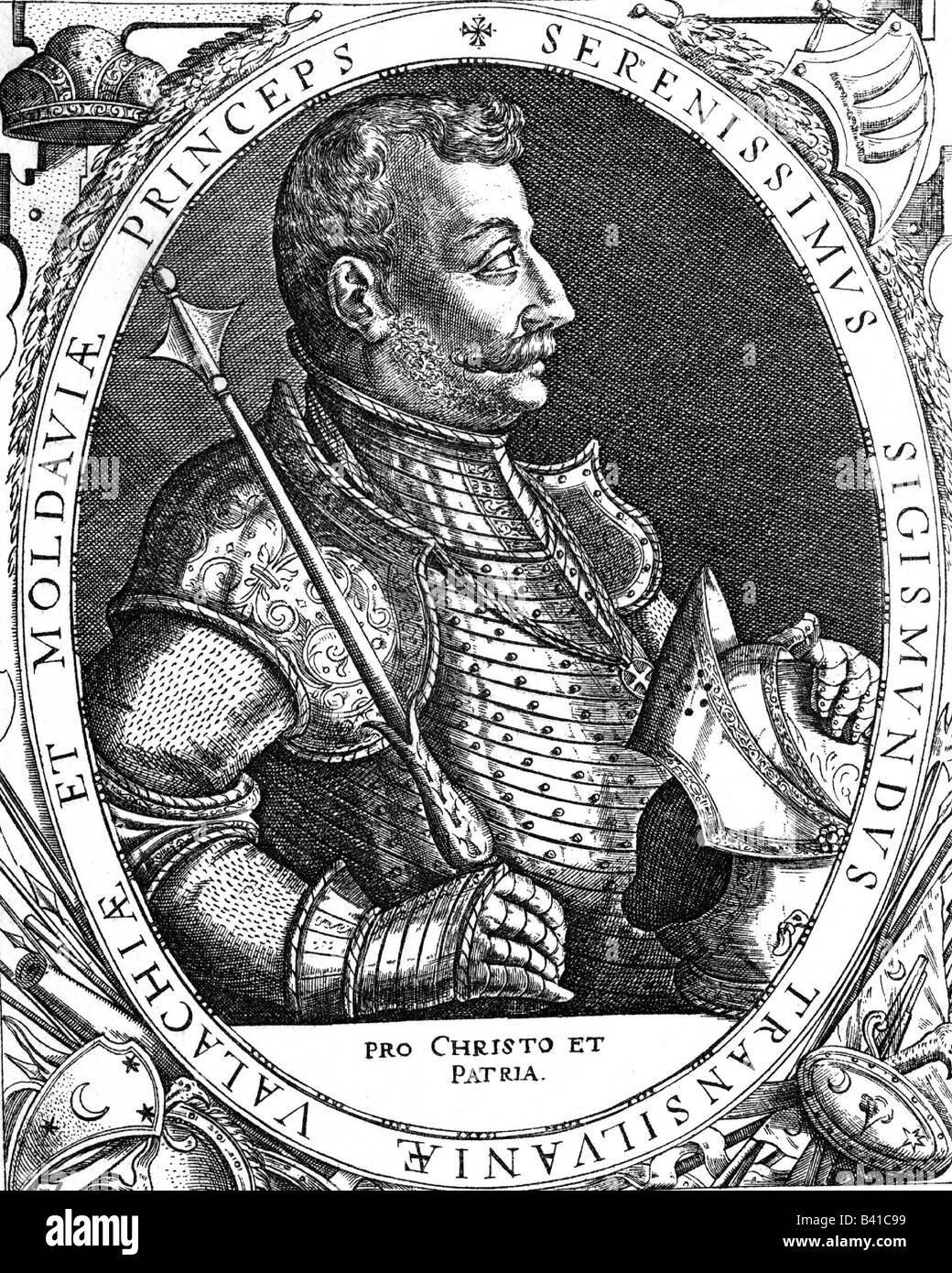 Bathory, Sigismondo, 1573 - 27.3.1613, principe di Transilvania 1586 - 1602, a mezza lunghezza e incisione su rame da Dominicus , artista del diritto d'autore non deve essere cancellata Foto Stock