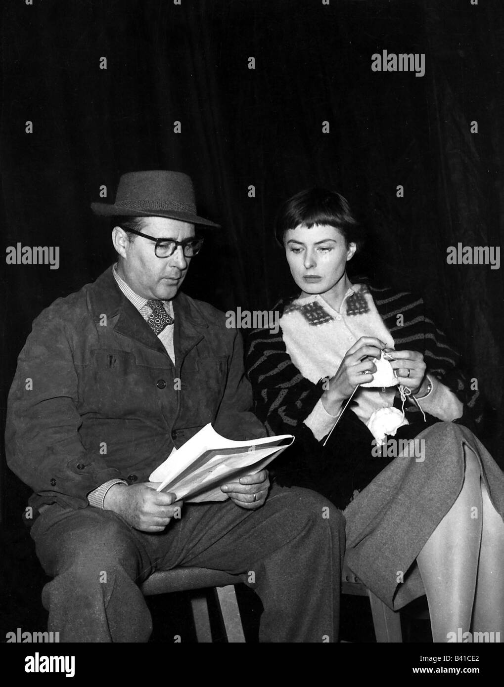 Rossellini, Roberto, 8.5.1906 - 3.6.1977, direttore italiano, a mezza lunghezza, con Ingrid Bergman, Foto Stock