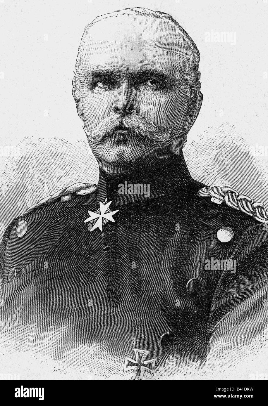 Caprivi, Georg Leo von, 24.2.1831 - 6.2.1899, generale e politico tedesco, cancelliere imperiale 20.3.1890 - 26.10.1894, ritratto, incisione in legno, 1899, , Foto Stock