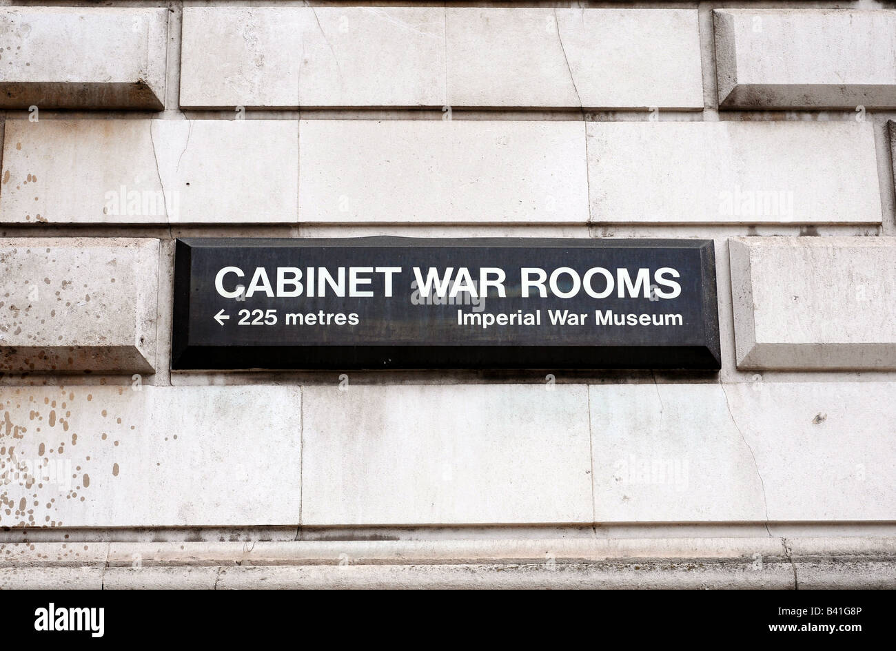 Segno per il Cabinet War Rooms Museum, Londra, Inghilterra Foto Stock