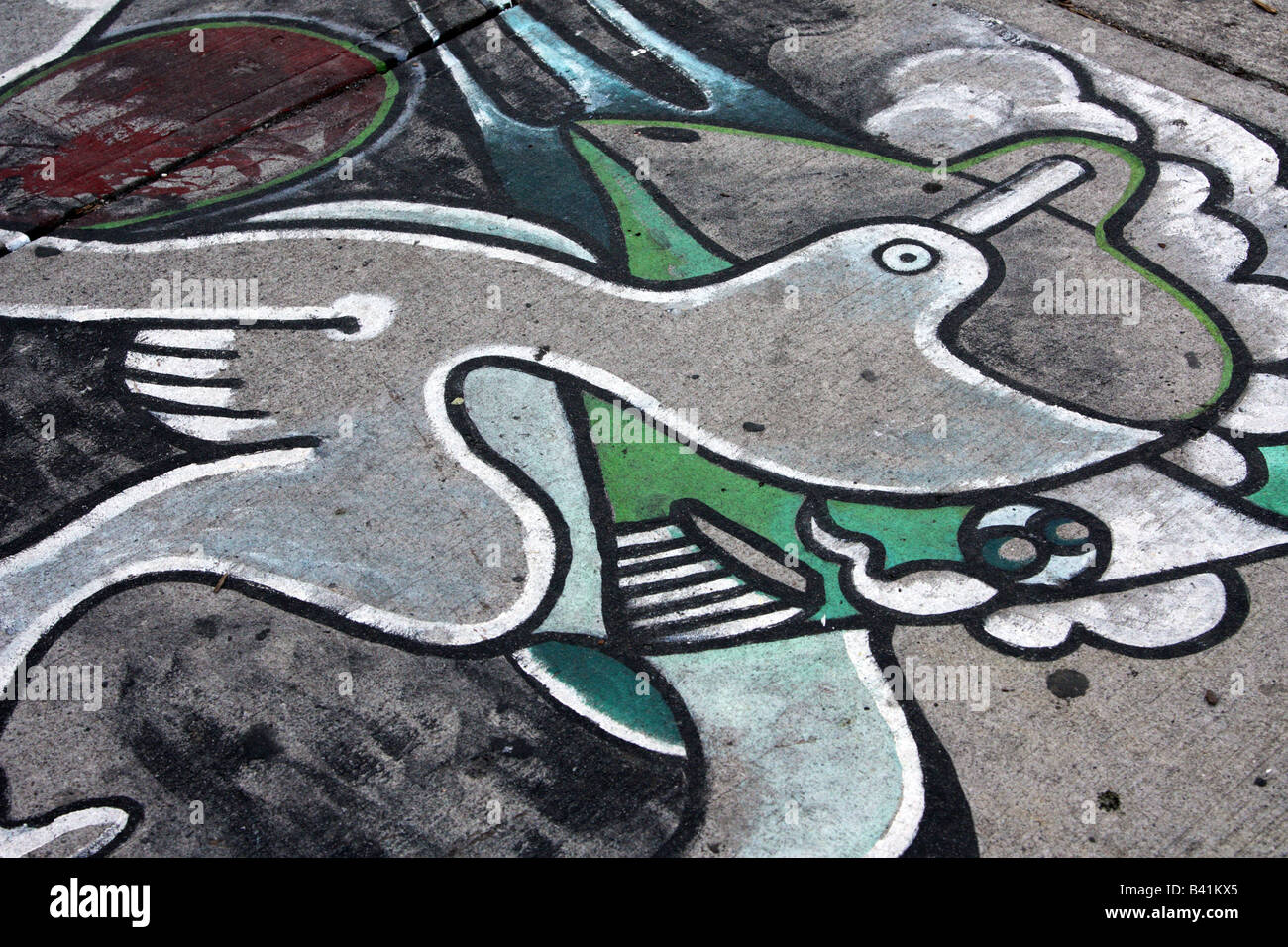 Fantasy colomba disegno sul marciapiede di cemento su Queen Street West Toronto Foto Stock