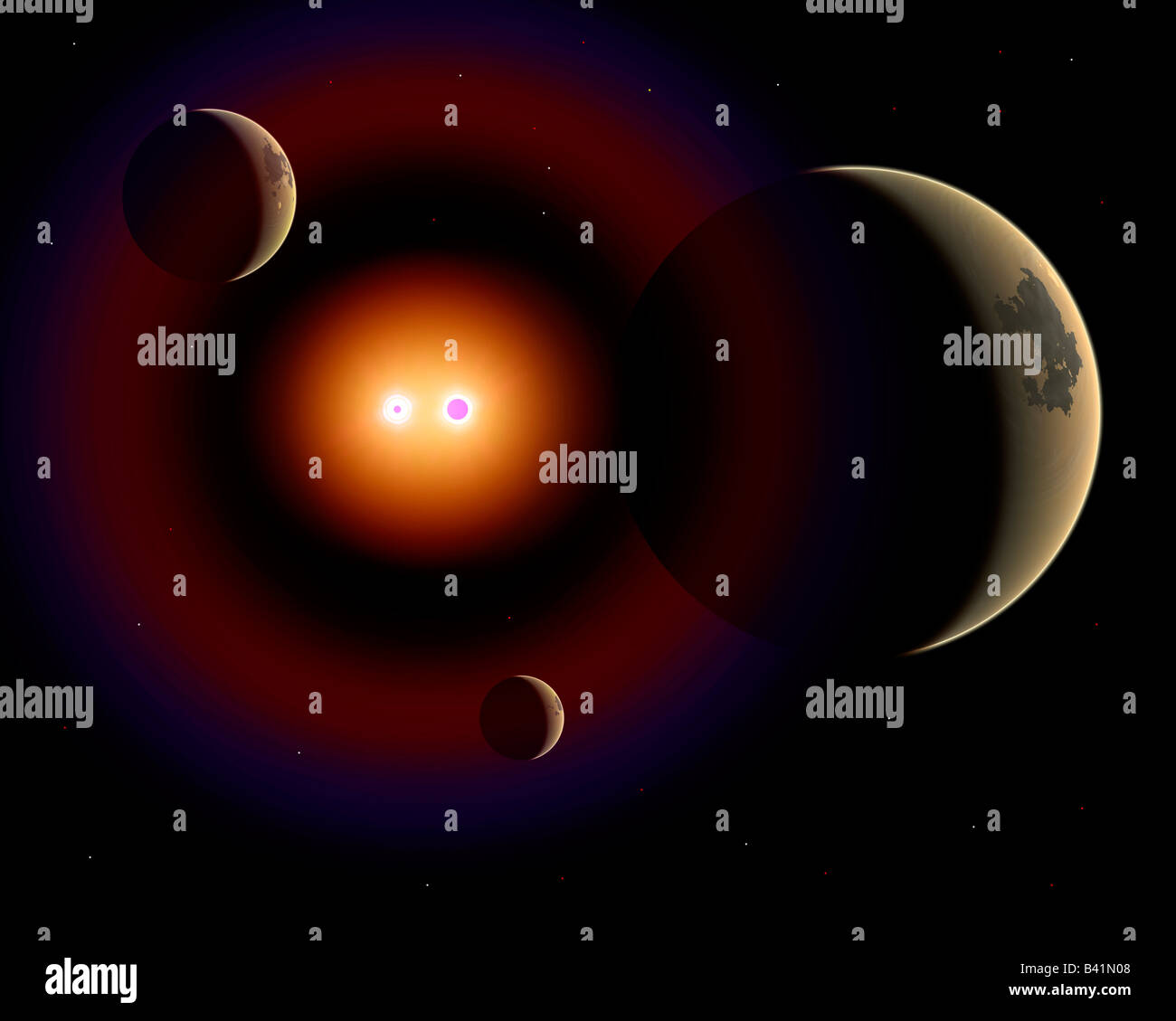 Sistema stellare binario Foto Stock