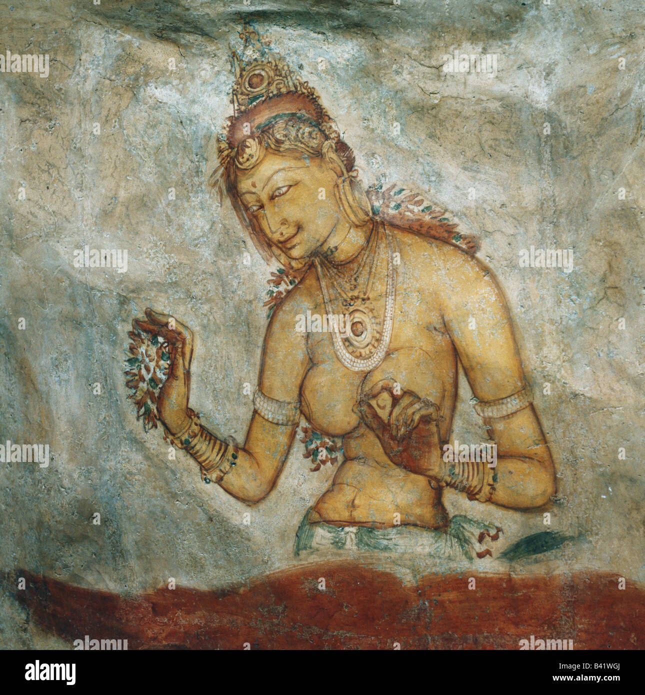 Affresco di Sigiriya rock Sri Lanka Foto Stock