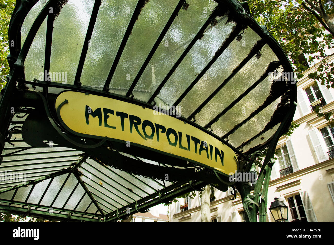 Art nouveau metropolitana segno a Abbesses la stazione della metropolitana di Parigi Montmartre Foto Stock