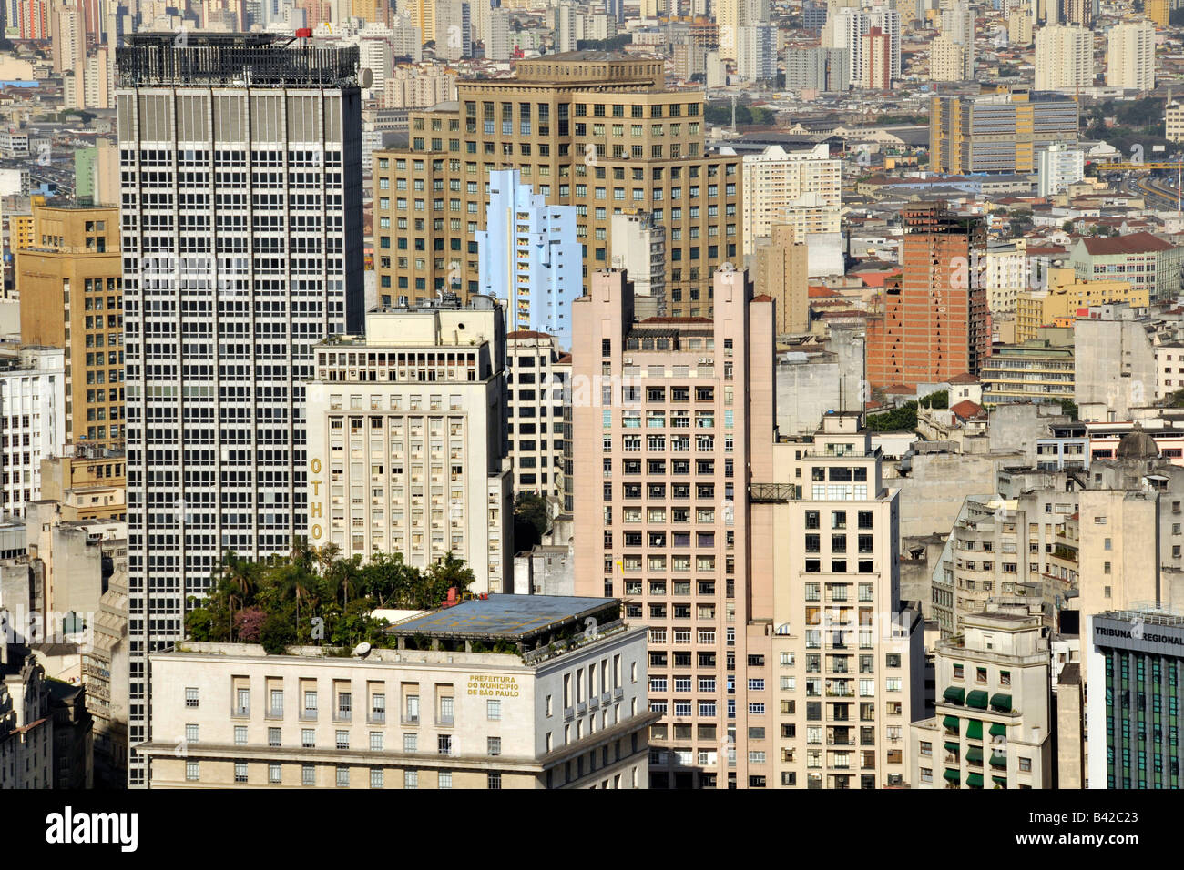 Sao Paulo vista dal tetto del Palazzo Italia Brasile Foto Stock