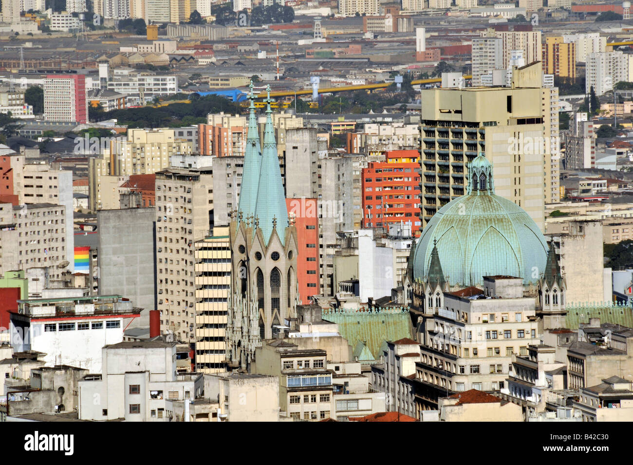 Se Cathedral vista dal tetto del Palazzo Italia Sao Paulo in Brasile Foto Stock