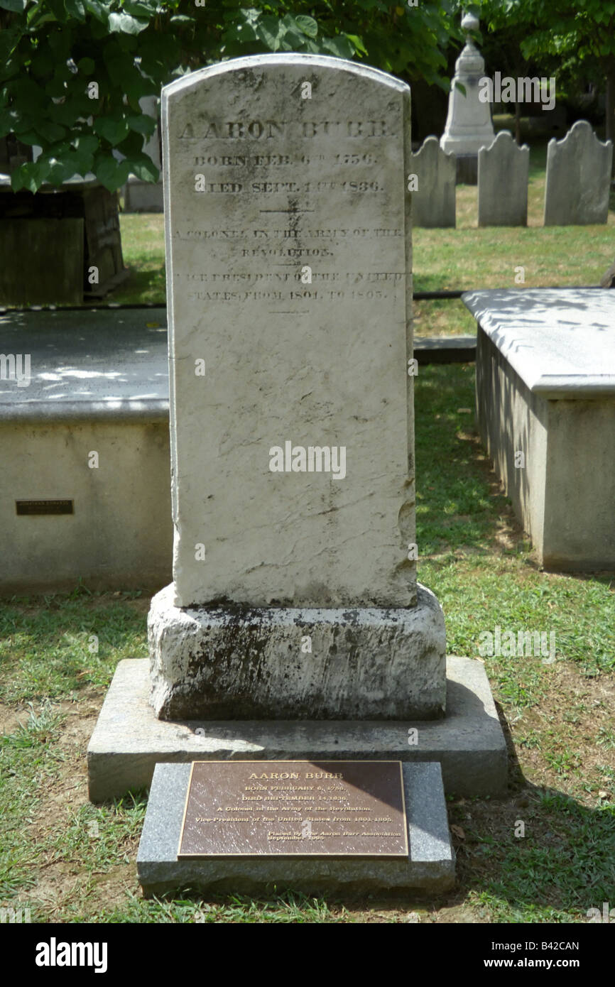 Tomba di Aaron Burr, Vice Presidente degli Stati Uniti, duelist Foto Stock