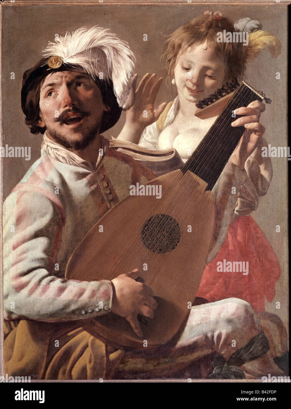 Belle arti, Terbrugghen, Hendrick, (1588 - 1629), pittura, 'Il Duetto", 1628, olio su tela, Louvre, Parigi, musica, musicista, m Foto Stock