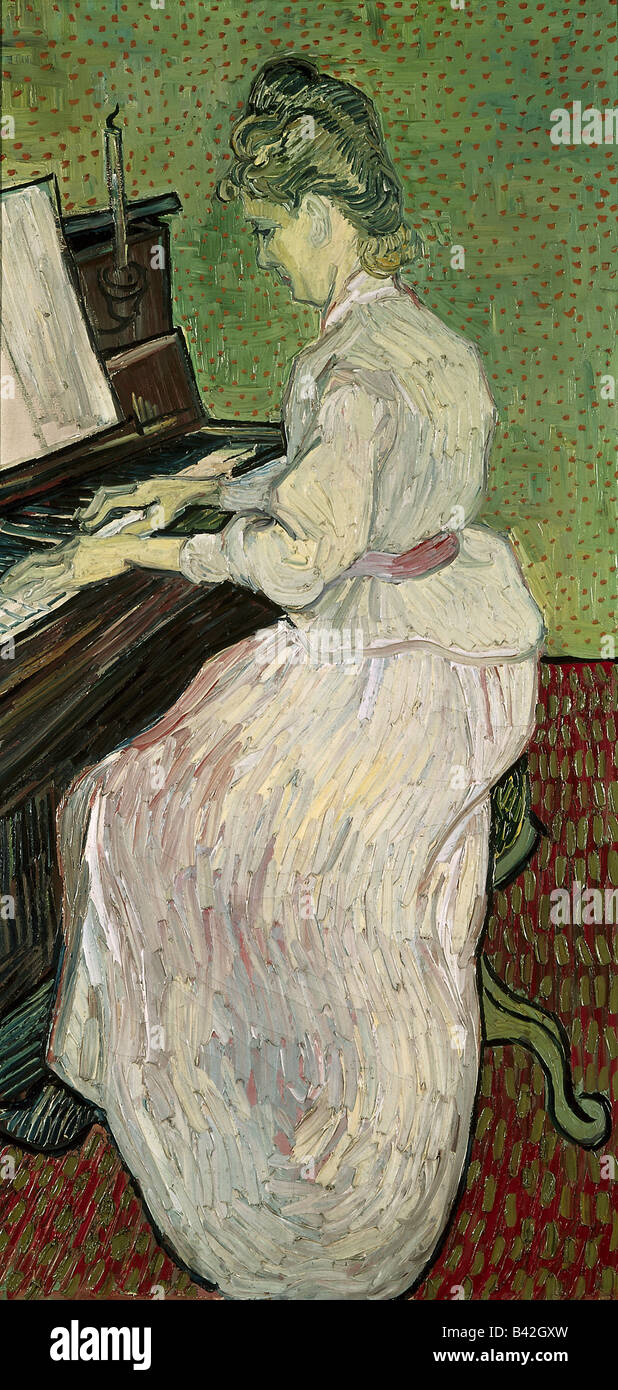 Belle arti, Gogh, Vincent van (30.3.1853 - 29.7.1890), pittura, 'Marguerite Gachet al pianoforte", 1890, olio su tela, Íffent Foto Stock