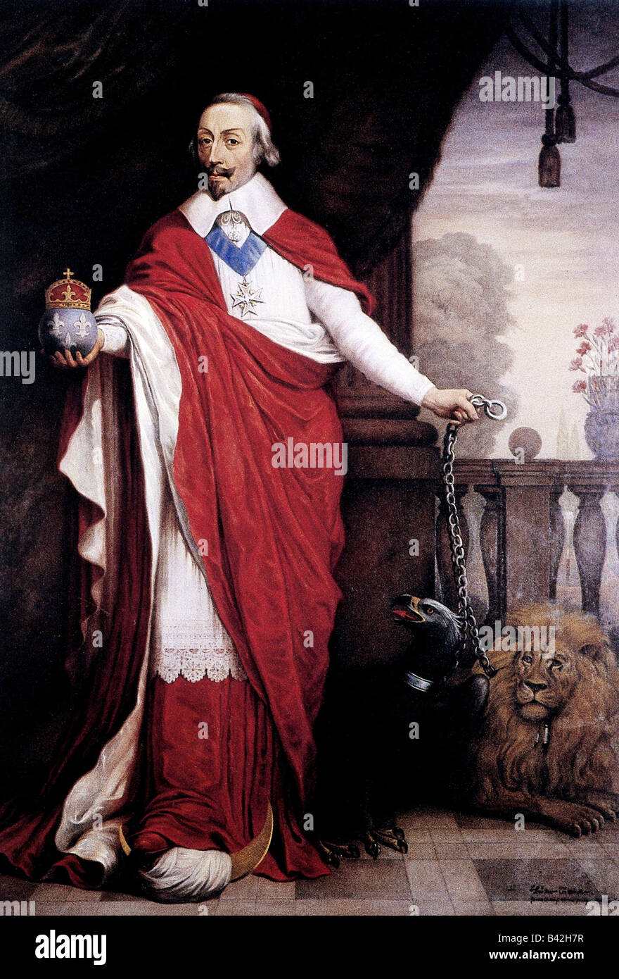 Richelieu, Armand Jean du Plessis, cardinale e duca di, 9.9.1585 -  4.12.1642, clergyman francese, a tutta lunghezza, dipinto di Bernhard  Bröker, 1940, dopo incisione contemporanea Foto stock - Alamy