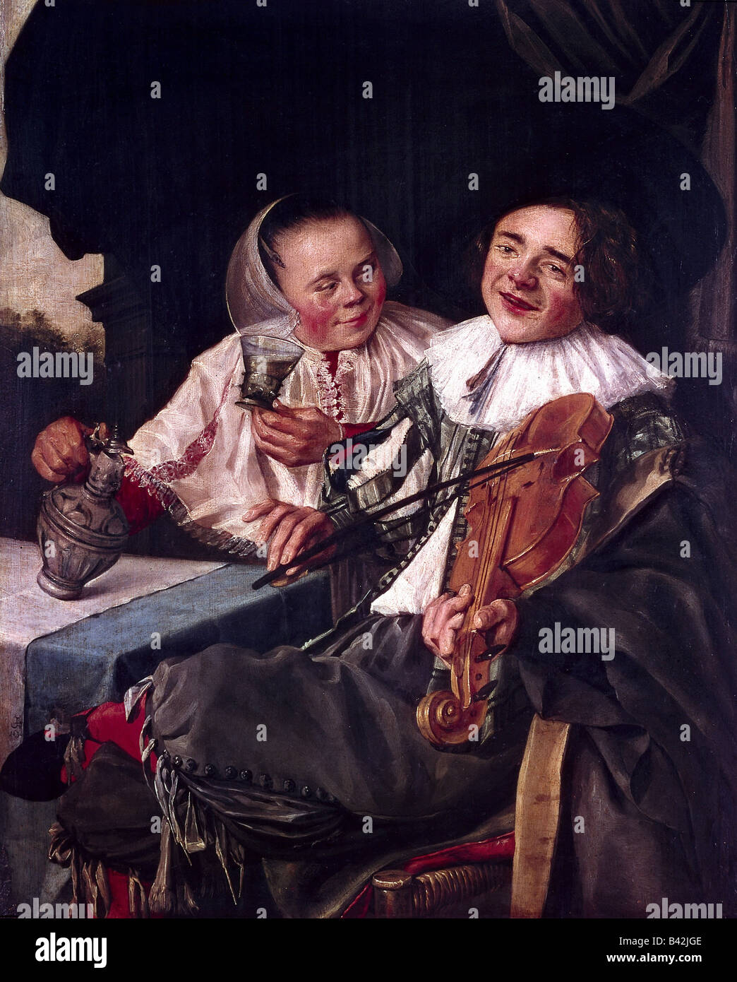Belle arti, Leyster, Judith, (1609 - 1660), pittura, 'La joyeuse compagnie' ('orge coppia"), 1630, olio su tela, 68 Foto Stock