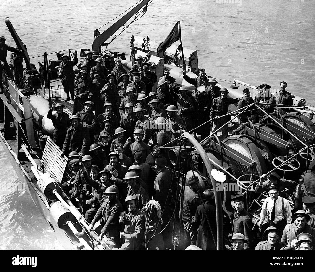 Eventi, Seconda guerra mondiale / seconda guerra mondiale, Francia, Dunkerque, evacuazione delle truppe alleate, 27,5.- 4.6.1940, arrivo dei soldati britannici in Inghilterra, Foto Stock