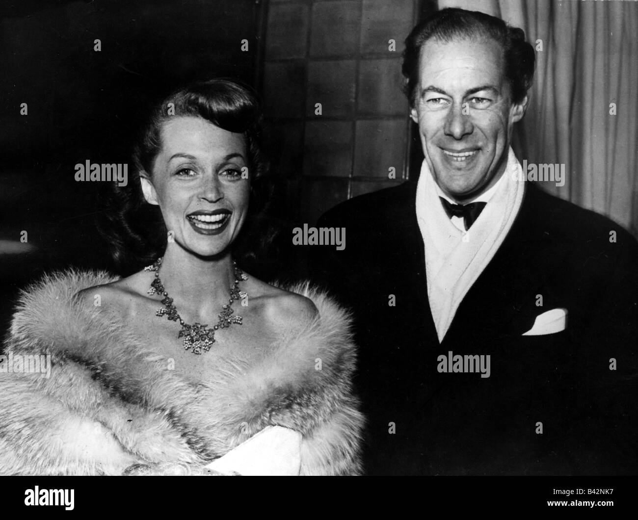 Palmer, Lilli, 24.5.1914 - 27.1.1986, attrice tedesca, mezza lunghezza, con il marito Rex Harrison, 1949, Foto Stock