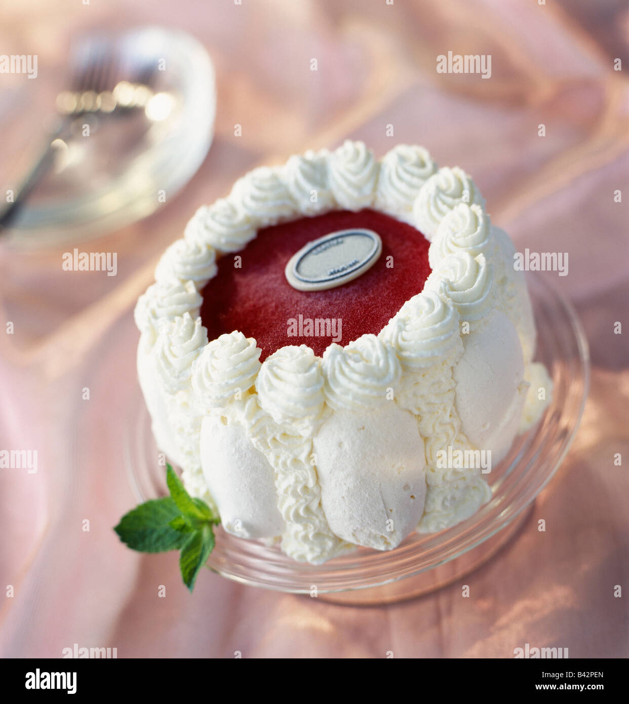 Crema di lamponi torta Foto Stock