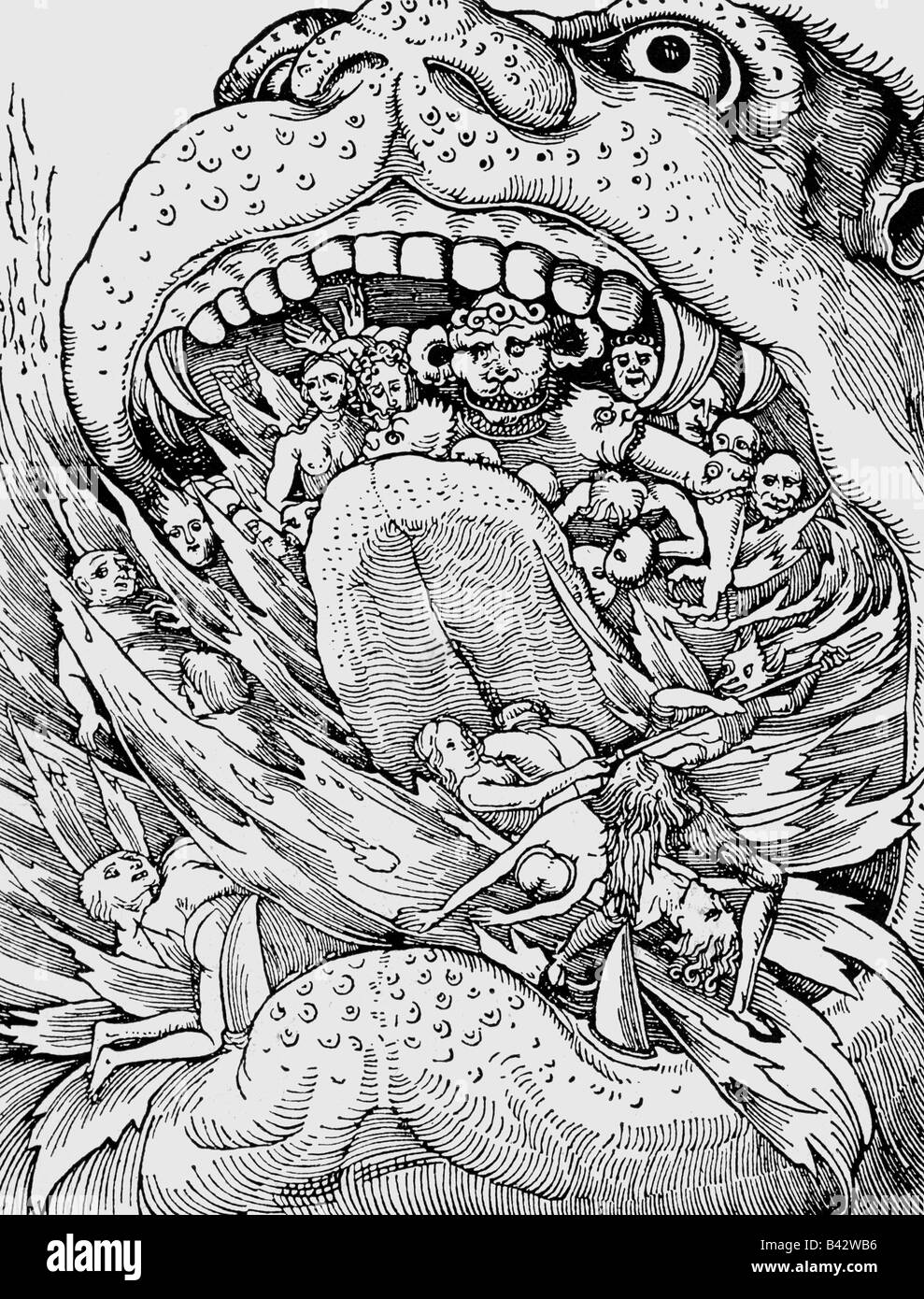 superstizione, inferno, gola dell'inferno, legno, 16th secolo, , Foto Stock