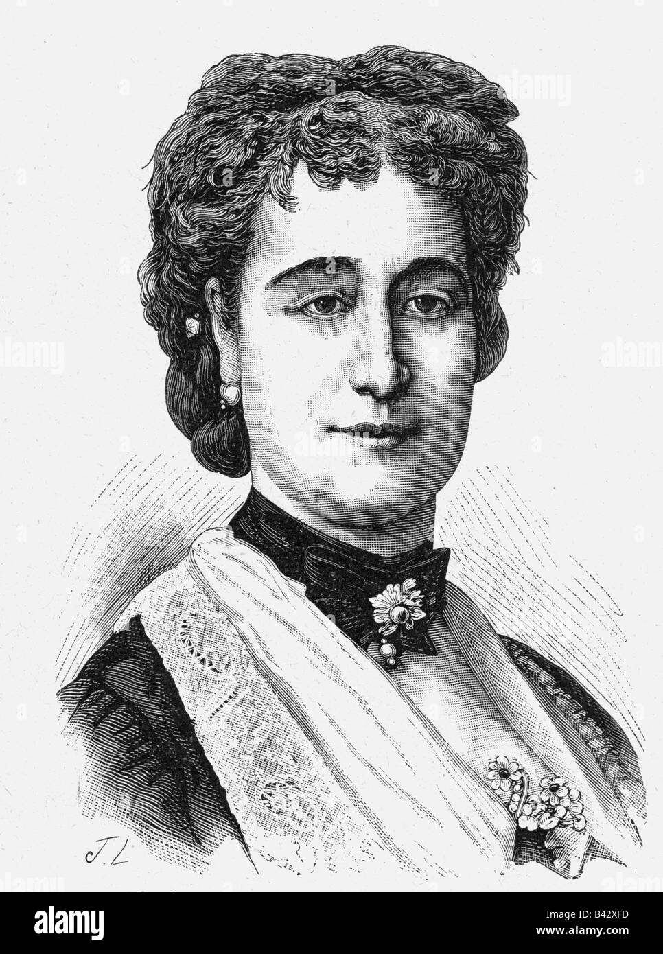 Eugenie, 5.5.1826 - 11.7.1920, Empress Consort di Francia 30.1.1853 - 4.9.1870, ritratto, incisione in legno, 19. Jahrhundert, , Foto Stock