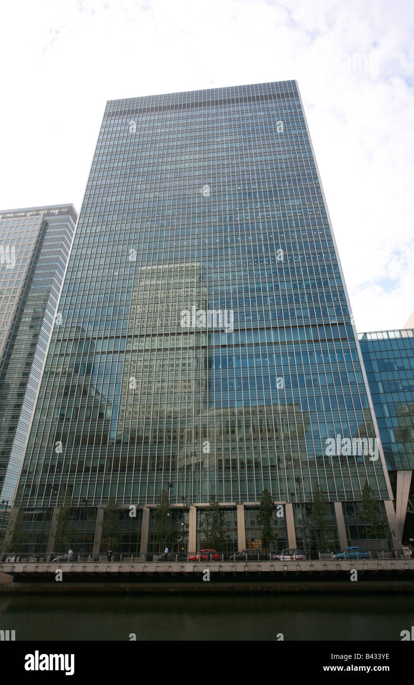 Lehman Brothers building London Head office Bank Street Canary Wharf Docklands finanziario area banking district London REGNO UNITO Foto Stock