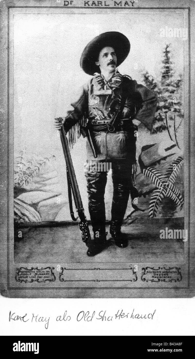 Maggio, Karl, 25.2.1842 - 30.3.1912, autore tedesco / scrittore, a tutta lunghezza come 'Old Shatterhand', 1896, , Foto Stock