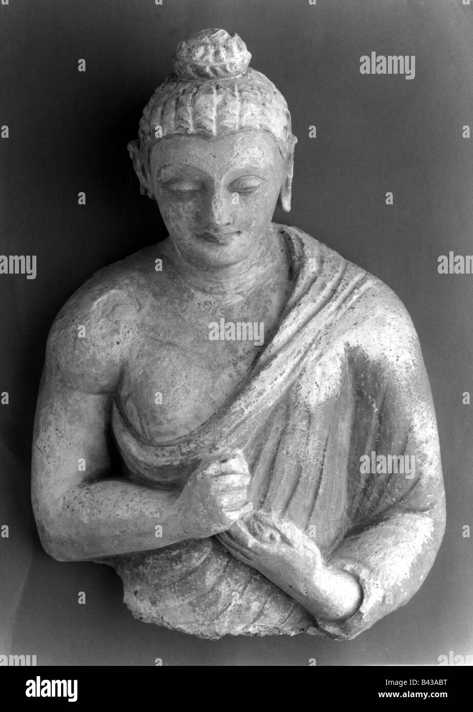 Buddha, Principe Siddharta Gautama, 563 AC - 483 AC, fondatore indiano di una religione, buddismo, scultura, Hadda, Afghanistan sud-orientale, 4th secolo, Foto Stock