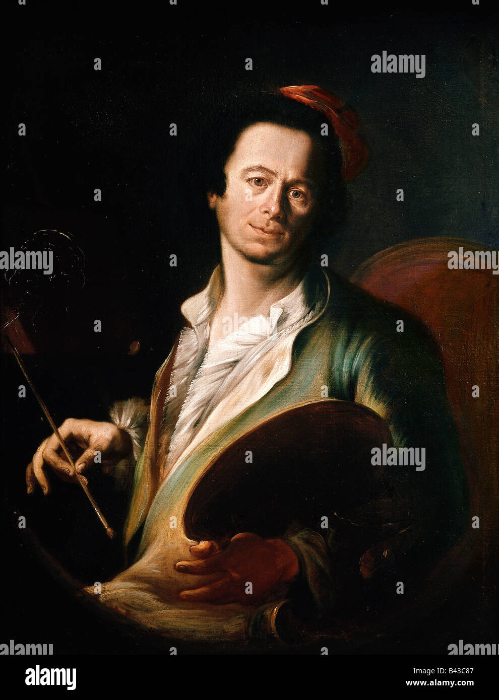 Belle arti - Asam, Cosmas Damian, 1686 - 1739, la pittura "elbstbildnis' (Autoritratto), olio su tela XVIII secolo, Bayerisc Foto Stock