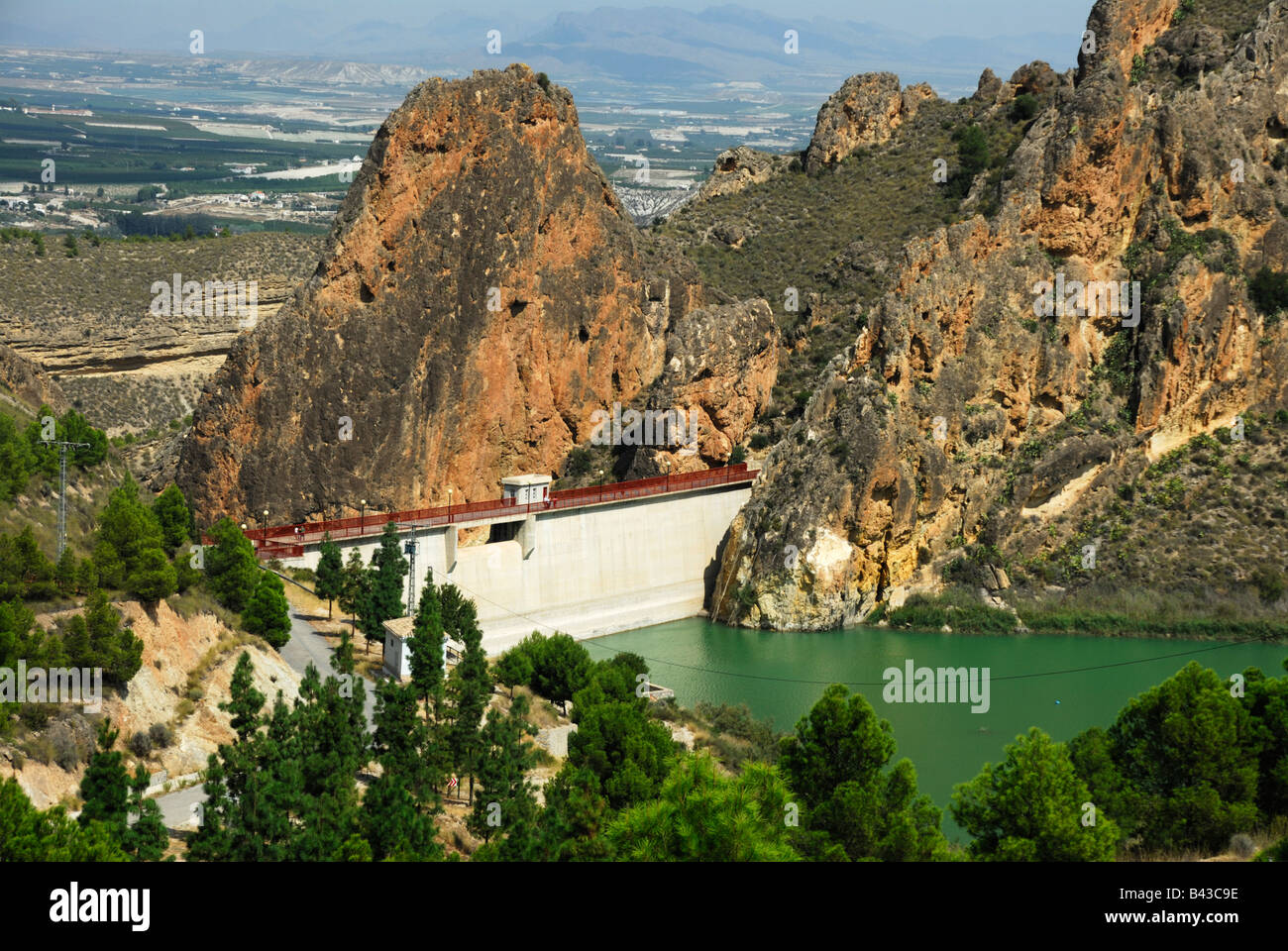 Vista del Embalse Del Carcabo. Del fiume Segura, parco regionale, Murcia, Spagna Foto Stock