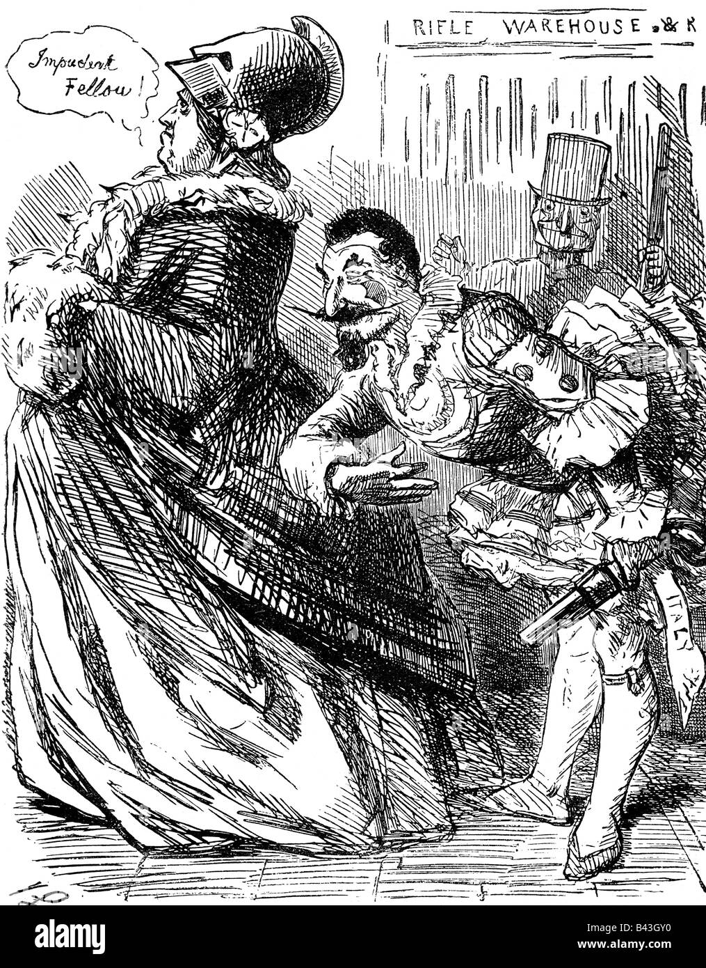 Napoleone III, 20.4.1808 - 9.1.1873, Imperatore dei francesi 2.12.1852 - 2.9.1870, caricatura, Smarming su Grande Britiain, , Foto Stock