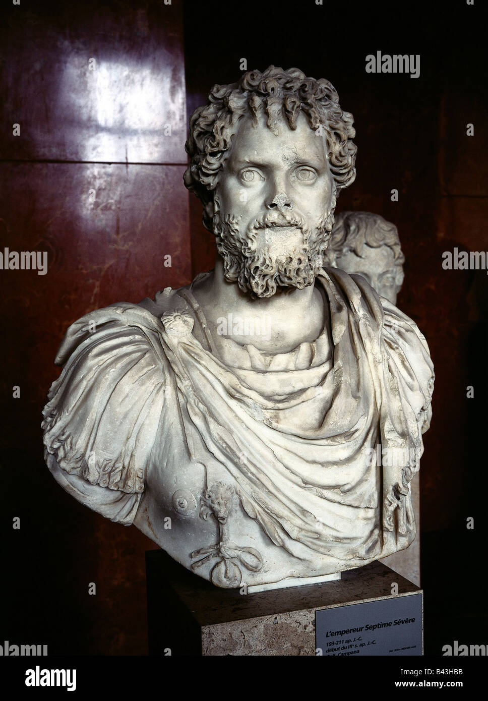 Septimius Severus, Lucius, 11.4.146 - 4.2.211 d.C., imperatore romano dal 9.4.193, ritratto, busto, marmo, inizio 2nd secolo d.C., Louvre, Parigi, Foto Stock