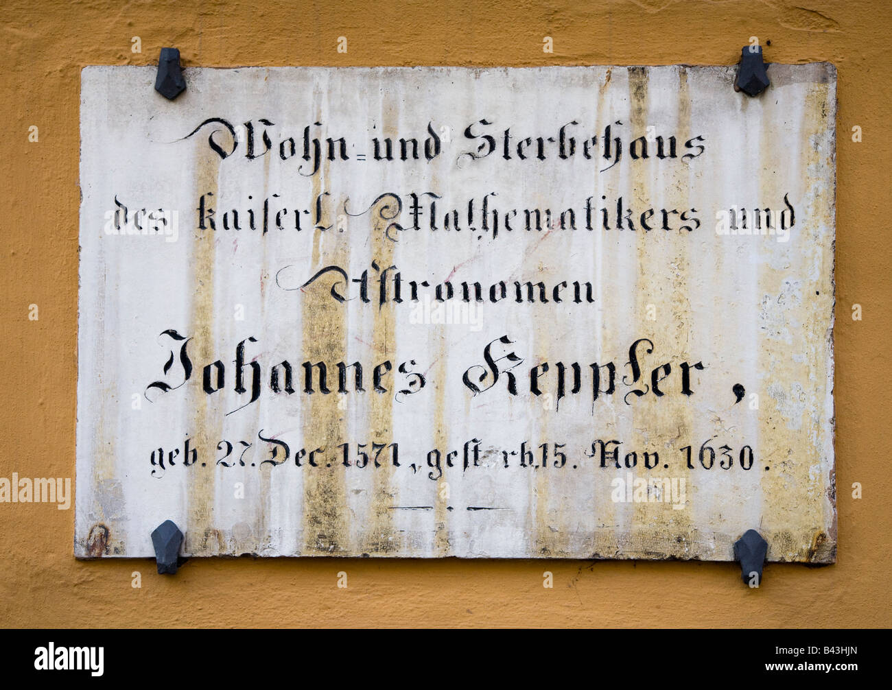 La placca per l'astronomo Johannes Keppler Regensburg Germania Foto Stock