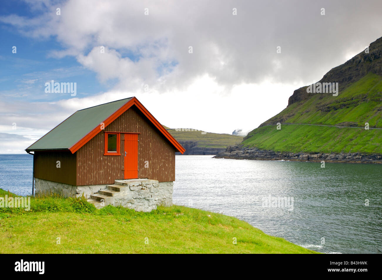 Remote lodge, Isole Faerøer Foto Stock