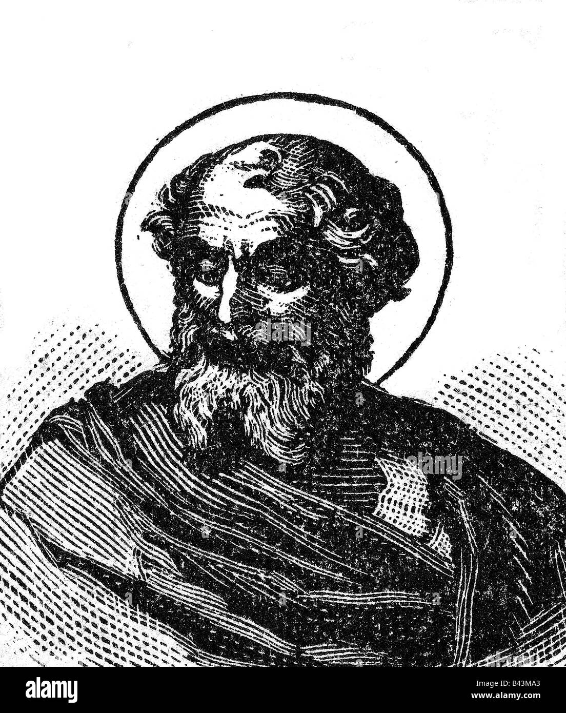 Adeodatus I., + 8.11.618, papa 19.10.615 - 8.11.618, santo, ritratto, incisione in legno, circa 1900, Foto Stock