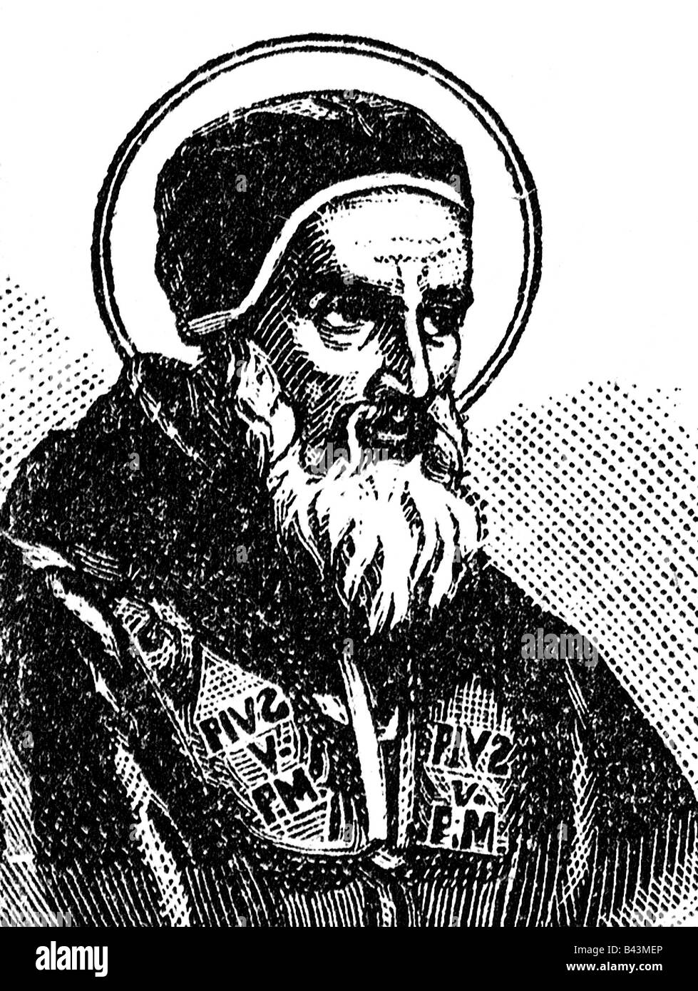 Pio V. (Antonio Ghislieri), 17.1.1504 - 1.5.1572, papa 7.1.1566 - 1.5.1572, ritratto, incisione in legno, circa 1900, , Foto Stock