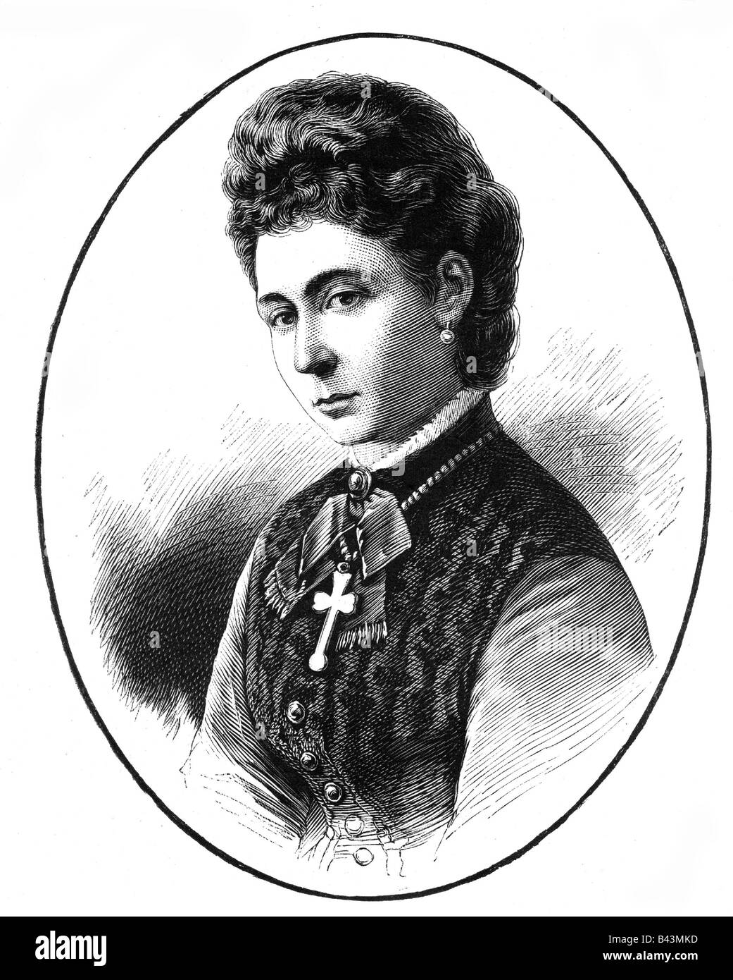 Alice, 25.4.1843 - 14.12.1878, Gran Duchessa di Assia e dal Reno 13.6.1877 - 14.12.1878, ritratto, incisione, 19th secolo, Wettin, Saxe-Coburg-Gotha, principessa di Gran Bretagna, Saxe Coburg Gotha, , Foto Stock