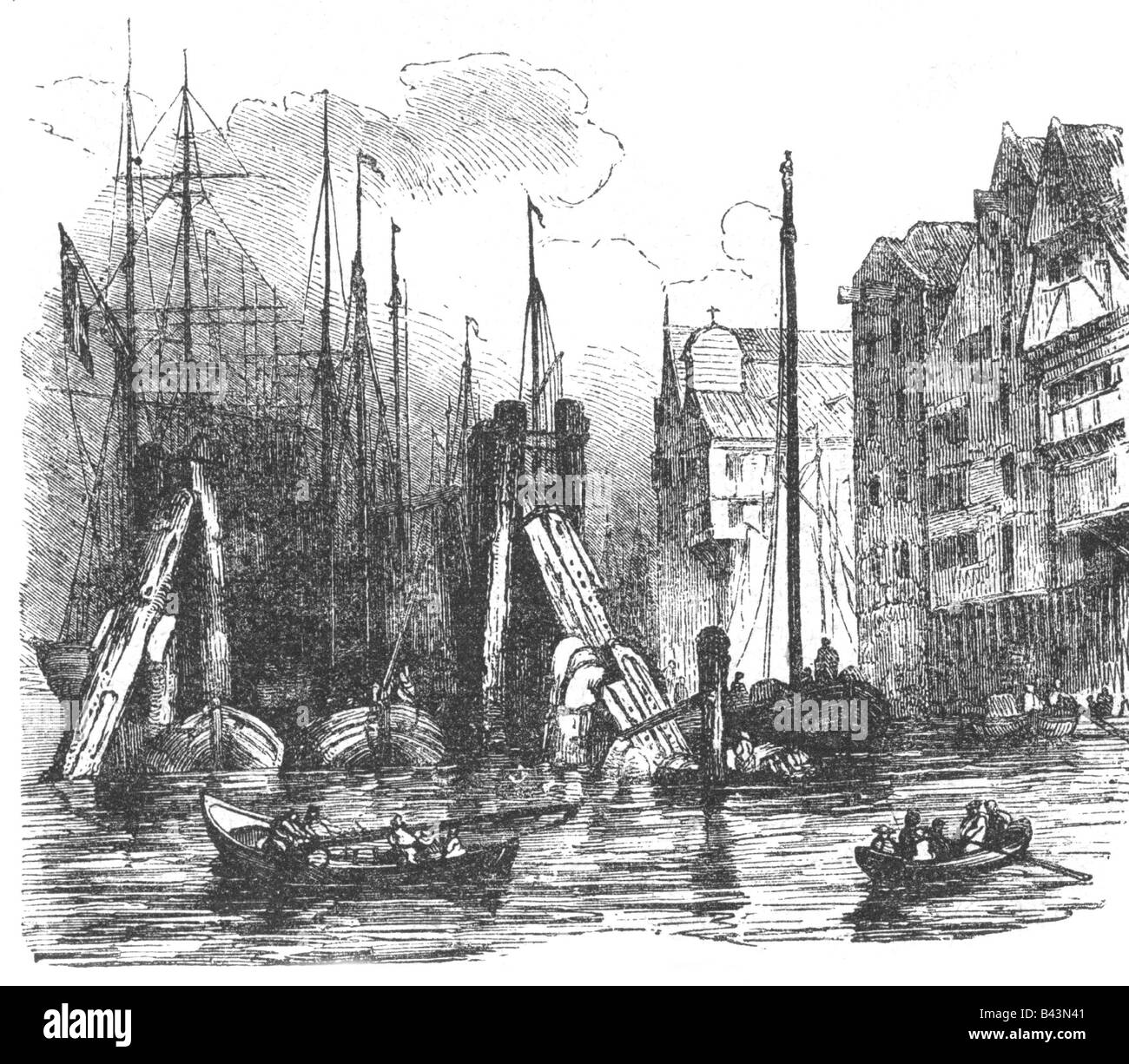 Geografia / viaggio, Germania, Amburgo, Altona, porto marittimo, incisione, fine del 19th secolo, Europa, storico, storico, Free and Hanseatic City, Hanseatic League, 1640 a Danmark, 1867 a Prussia, navigazione, traffico, commercio, commercio, navi, barche, barca, nave a vela, porto, centro commerciale, Elbe fiume, molo, persone, Foto Stock