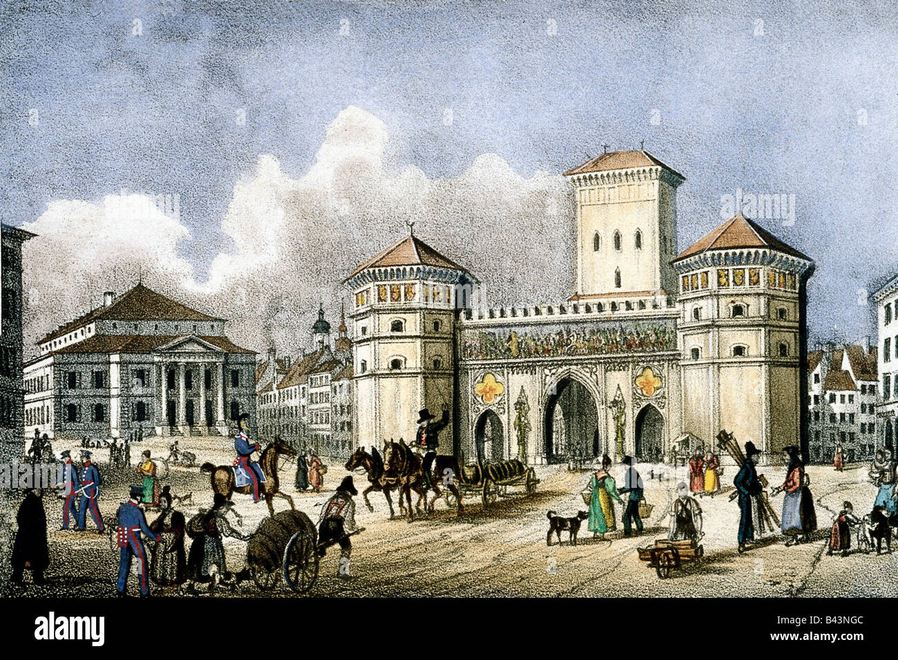 Geografia / viaggio, Germania, Monaco, porte, Isartor, litografia, metà
