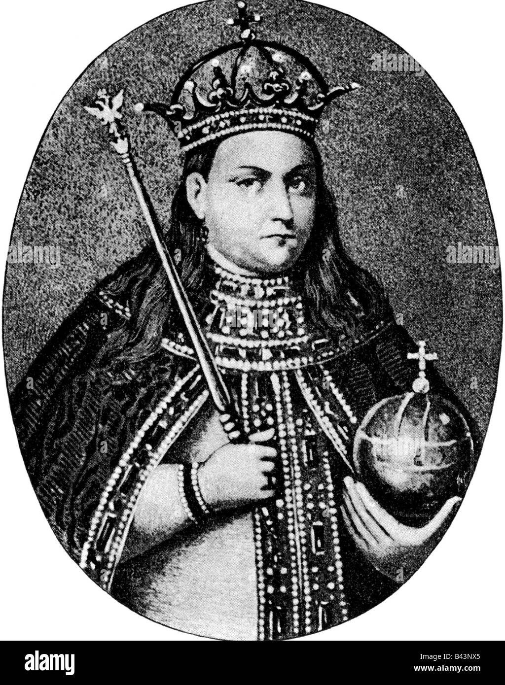 Sofia Alekseyevna, 27.9.1657 - 14.7.1704, reggente della Russia 29.7.1682 - 12.9.1689, mezza lunghezza, incisione dopo la pittura temporanea, Galleria Romanov, San Pietroburgo, Tsarina, 17th secolo, , Foto Stock