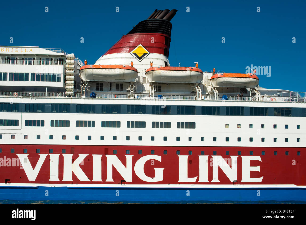 La Viking Line cruise ferry M/S Gabriella (1992), ormeggiata nel porto di Helsinki, Finlandia Foto Stock