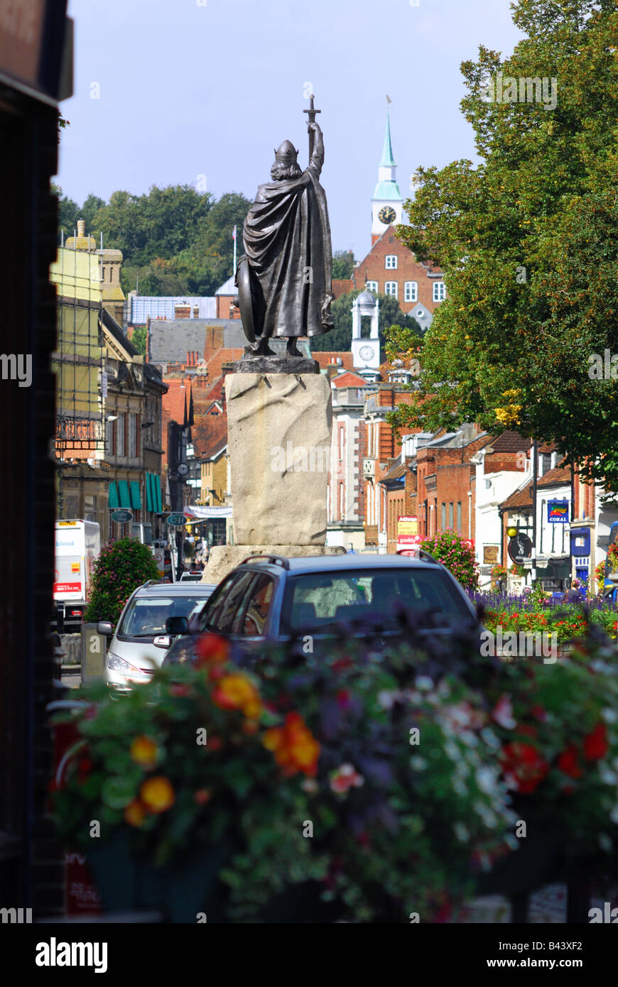 Statua di Re Alfredo il Grande in Winchester Foto Stock