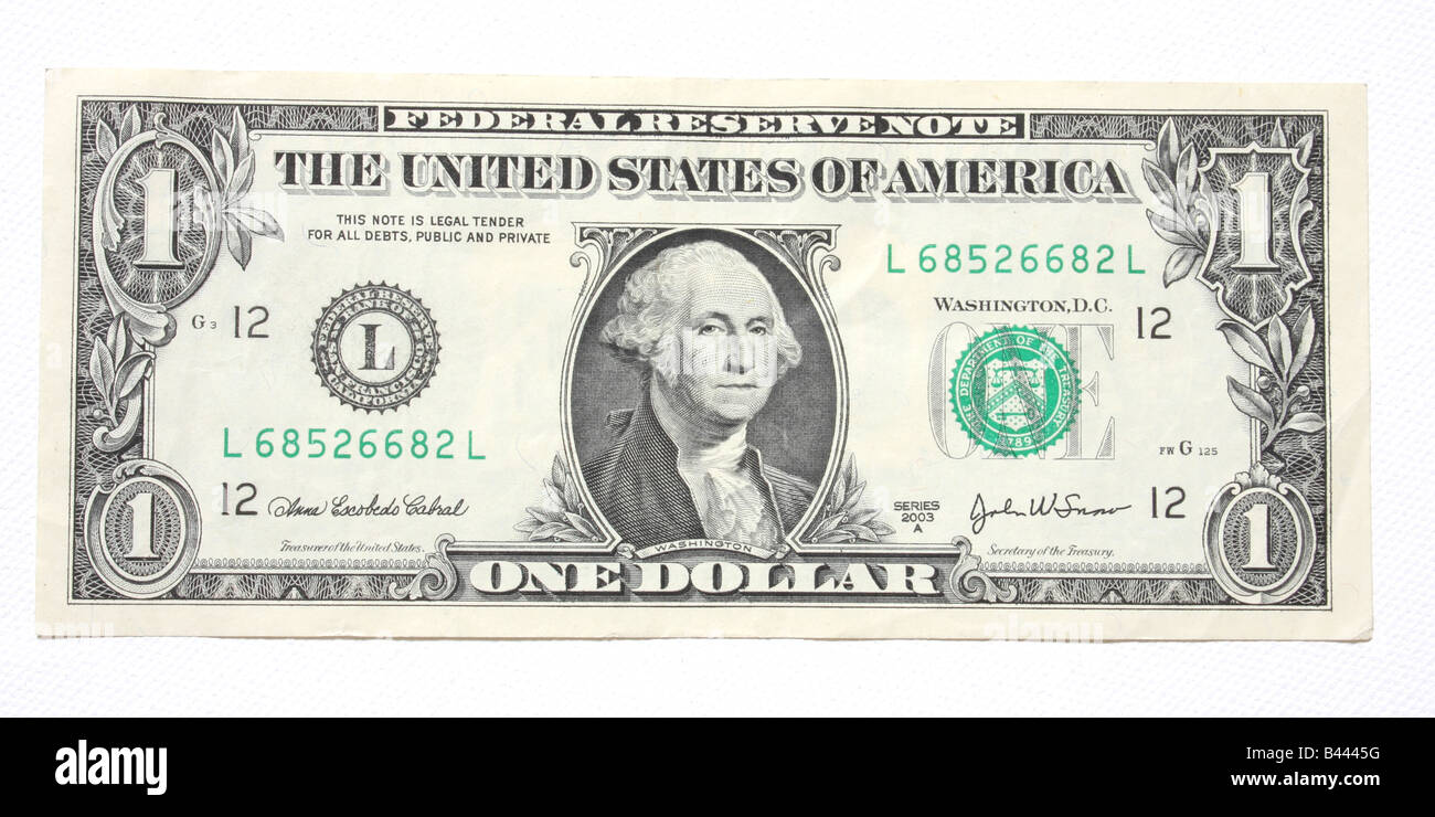 Un dollaro U S bank nota. Foto Stock