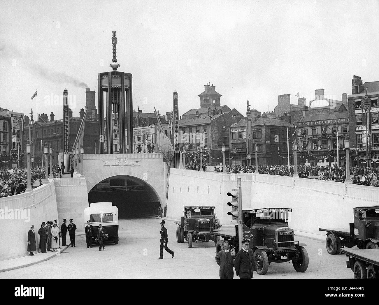 Mersey apertura a tunnel Liverpool luglio 1934 dal Re Giorgio IV e Queen Mary Foto Stock