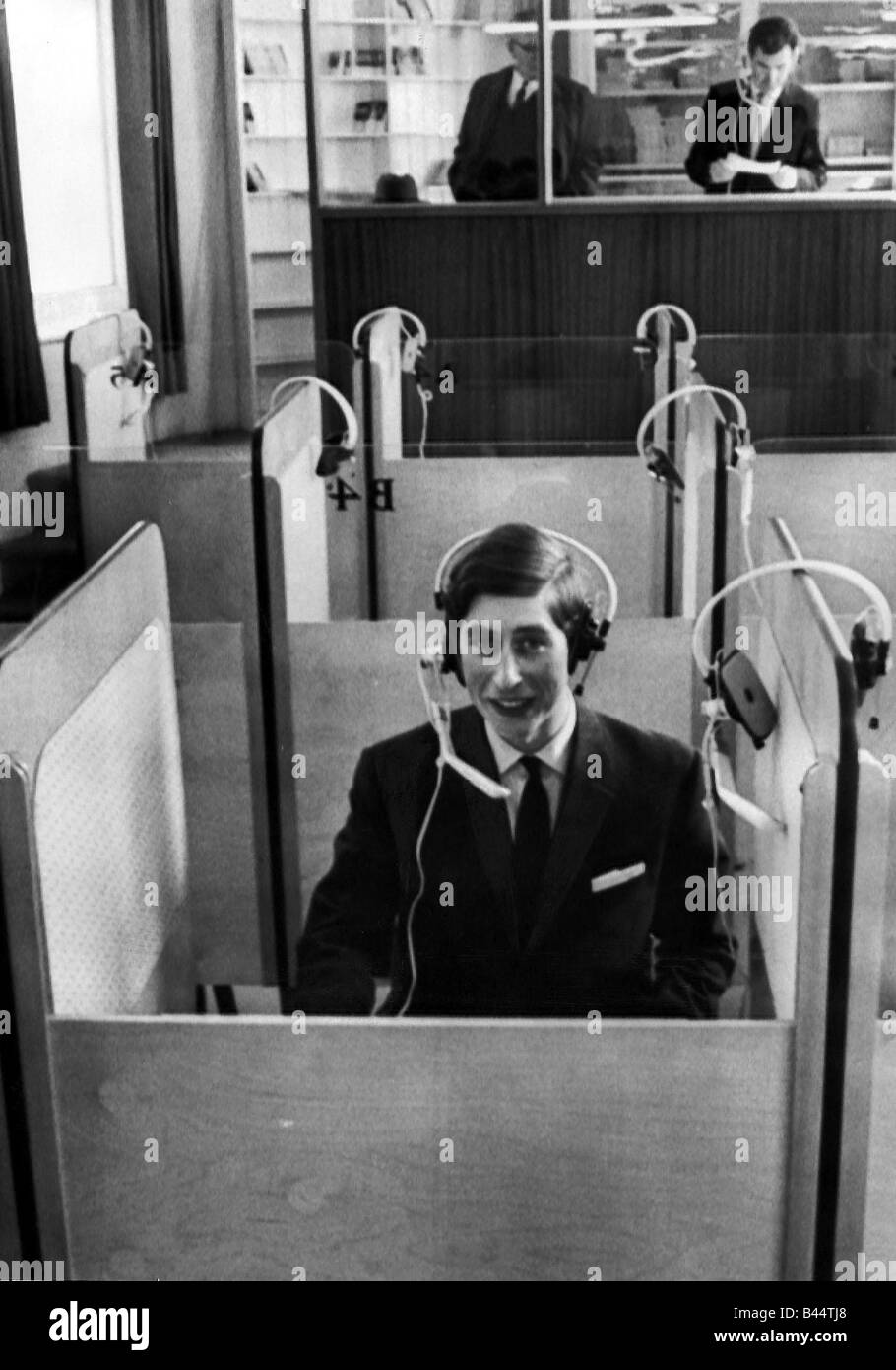 Il principe Carlo in aprile 1969 presso lo University College in Aberystwyth Wales dove egli è tenuto a nove settimane di corso di lingua Foto Stock