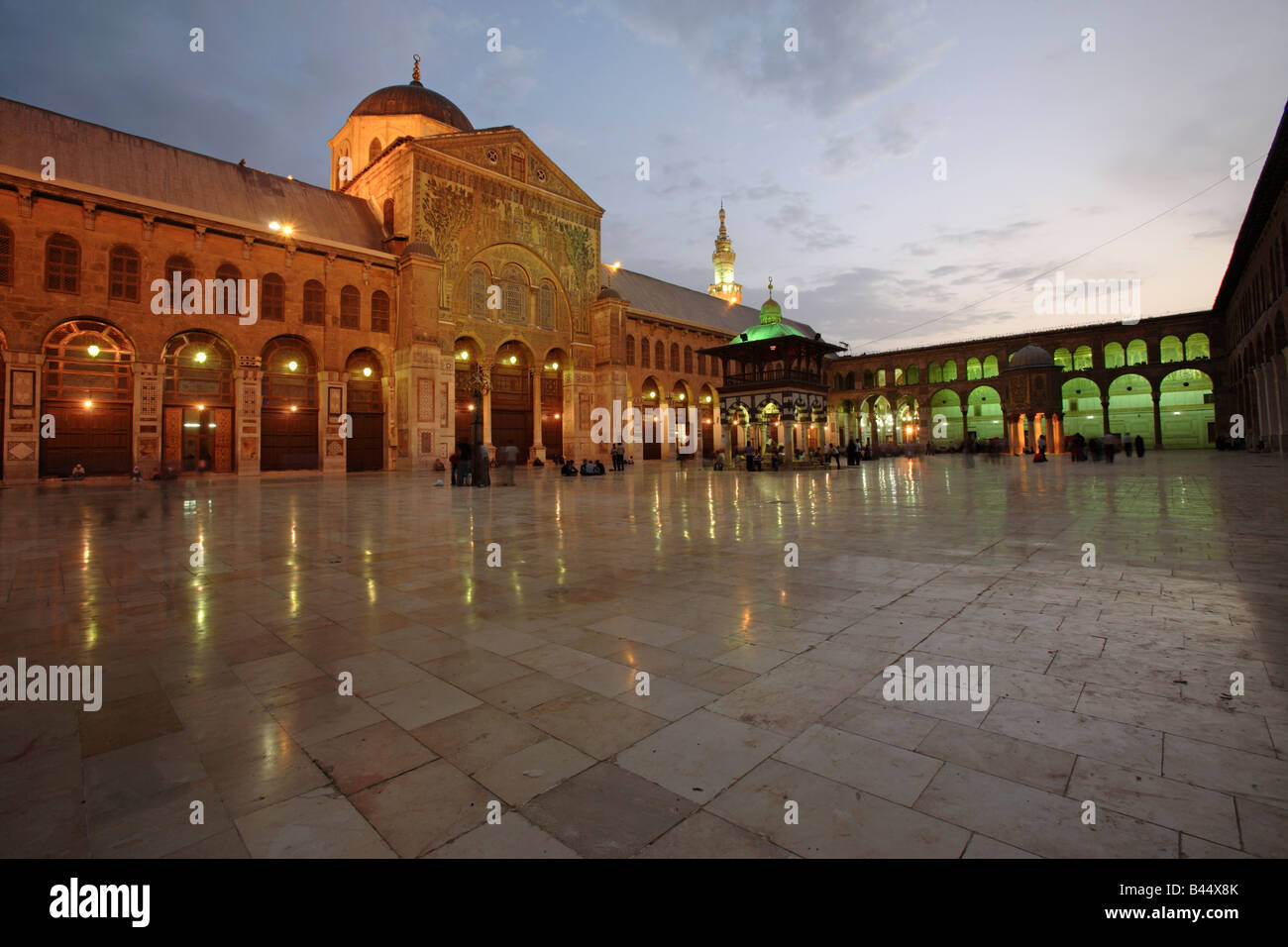 La Moschea Umayyad di notte, Damasco, Siria Foto Stock