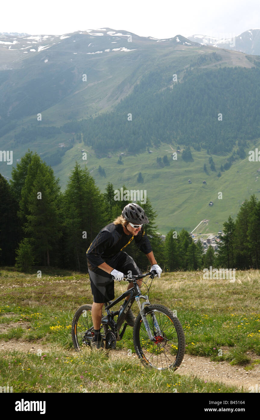 Mountain bike a Livigno, Italia Foto Stock