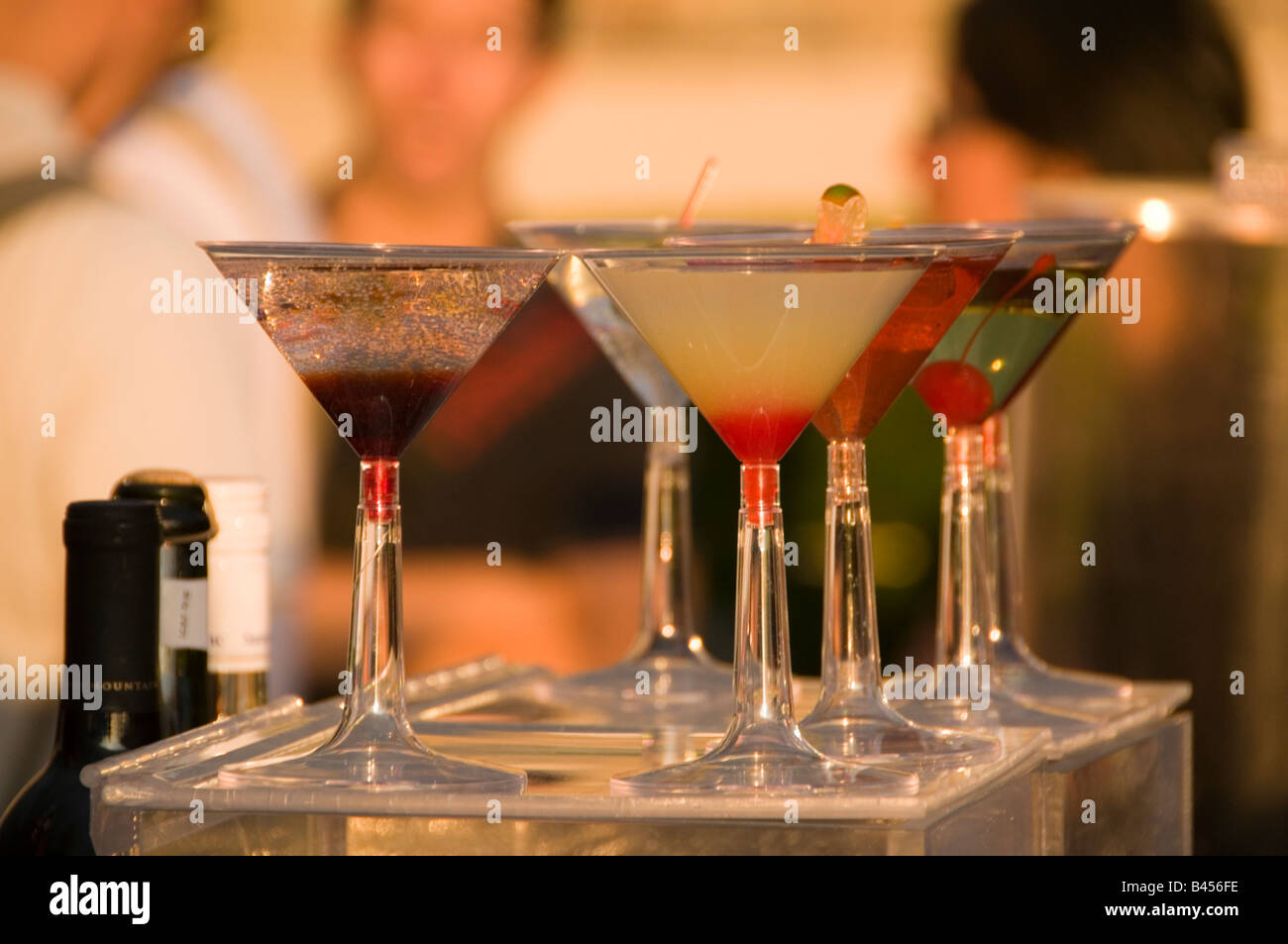 Cocktail al tramonto sul tetto della metropolitana Museum of Art di New York Foto Stock