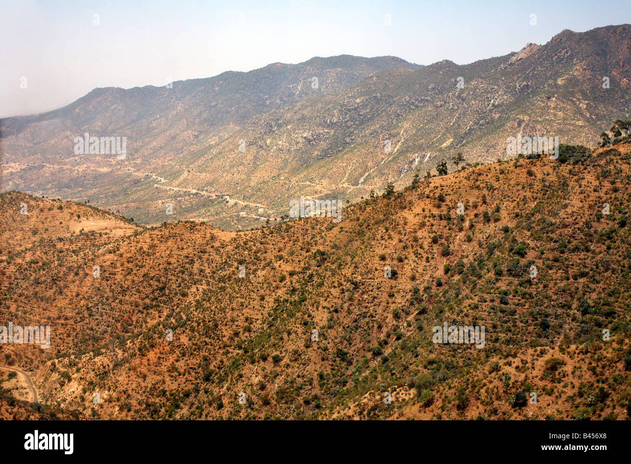 Il paesaggio montuoso sulla strada tra Asmara e Massaua, in Eritrea Foto Stock