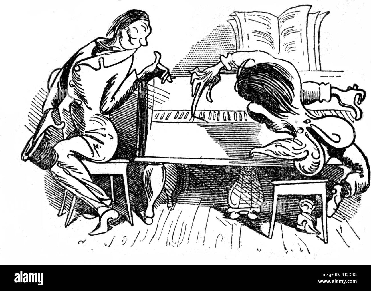 Busch, Wilhelm, 15.4.1832 - 9.1.1908, pittore tedesco e cassetto, lavoro, sequenza, tempi al piano forte, Foto 9: capriccioso, artista del diritto d'autore non deve essere cancellata Foto Stock