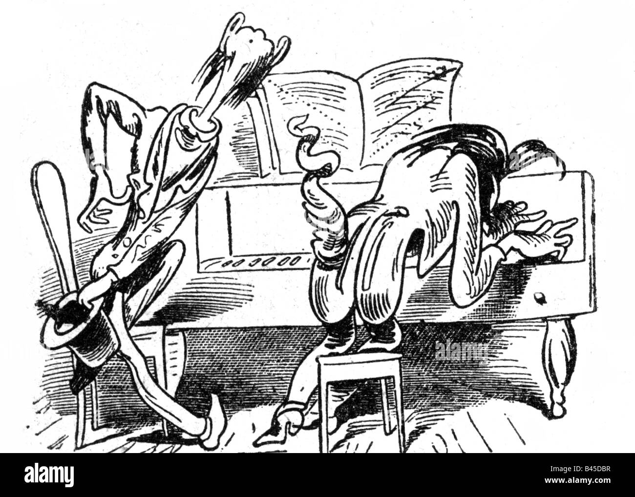 Busch, Wilhelm, 15.4.1832 - 9.1.1908, pittore tedesco e cassetto, lavoro, sequenza, tempi al piano forte, immagine 10: Passagio chromatico, artista del diritto d'autore non deve essere cancellata Foto Stock