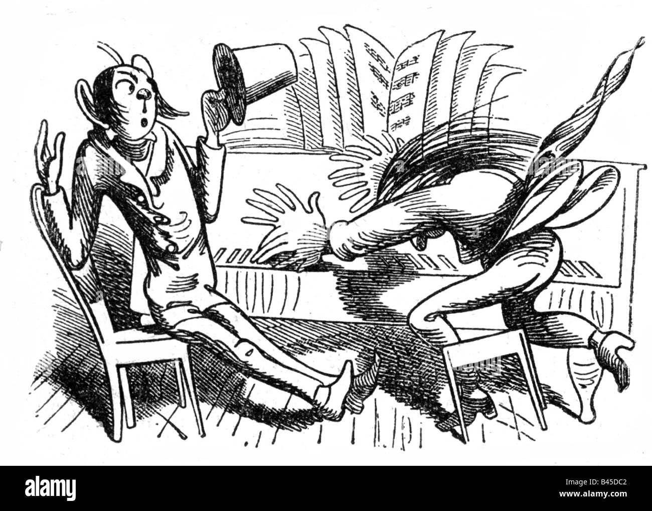 Busch, Wilhelm, 15.4.1832 - 9.1.1908, pittore tedesco e cassetto, lavoro, sequenza, tempi al piano forte, picture 12: Forte vivace, artista del diritto d'autore non deve essere cancellata Foto Stock